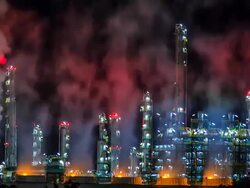 Petroleum Refinery Night TIME LAPSE Stock Footage