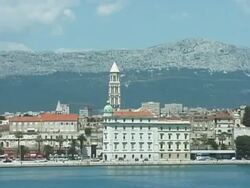Balkans / Mediterranean: Split, Croatia from Boat Stock Footage