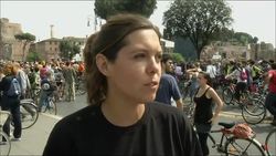 Thousands of cyclists take part in road safety flash-mob News Clip