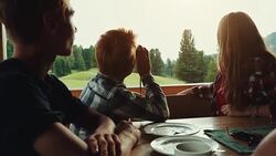 United family together relaxing in a cabin Stock Footage