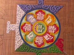 MS ZO Two monk working on details of mandala  / Kathmandu, Central, Nepal Stock Footage