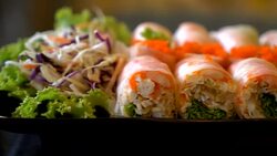 Salad roll vegetables with salad Stock Footage