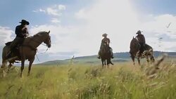 Female ranchers talking on horseback in sunny rural field Stock Footage