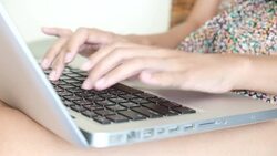 HD 1920x1020 - Young woman using computer laptop Stock Footage