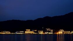 Japan at Lake Kawaguchi after sunset. Stock Footage
