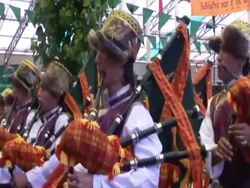 MS Marching band  Playing bagpipes  AUDIO / Dharmasala, Himachal Pradesh, India Stock Footage