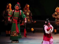 MS TS Artist performing qinqiang opera in theater, qinqiang is representative folk opera of northwest china AUDIO / xi'an, shaanxi, china Stock Footage