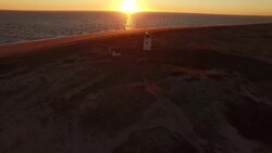 Wood End Lighthouse By Drone Stock Footage