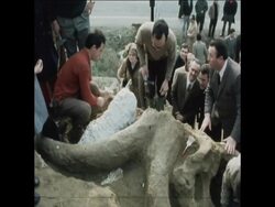 SYND 22-01-70 AN EXCAVATION ON THE SITE WHERE MAMMOTH BONES WERE FOUND News Clip