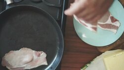 Preaparing and Roasting Bacon Sandwich Stock Footage
