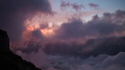 Sunset at Volcano Crater Rim, Mt. Rinjani, Indonesia Stock Footage