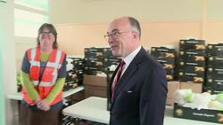 CLEAN : French interior minister meets with migrants in Calais News Clip