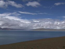Pan left shot Rakshastal Lake Lhasa Tibet China Stock Footage