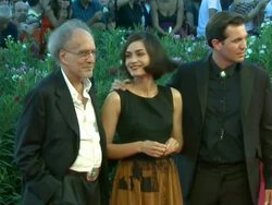 Monte Hellman, actress Shannyn Sossamon and Tygh Runyan at the The Tempest Premiere/Closing Night Red Carpet: 67th Venice Film Festival at Venice . (Footage by WireImage Video/GettyImages) Stock Footage