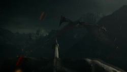 Fiery debris rains down on pterodactyls, killing them in a computer generated animation. Stock Footage