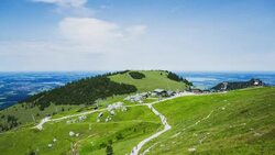 T/L hikers at Mount Kampenwand enjoying the nice weather in summer Stock Footage