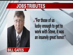 Tributes to Apple co-founder Steve Jobs have been pouring nationwide. Memorials have been set up at Apple stores, its headquarters, and even Jobs's home in Palo Alto, California. News Clip