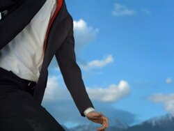 HD Super Slow-Mo: Businessmen Running Relay Race Stock Footage