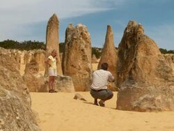 HD: Taking Pictures In Pinnacles Desert Stock Footage