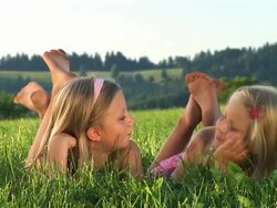 HD: Two Little Girls Showing Tongue Stock Footage