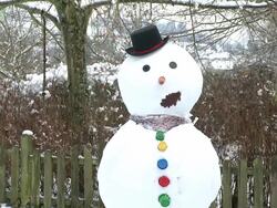 MS View of snowman / Saarburg, Rhineland-Palatinate, Germany Stock Footage