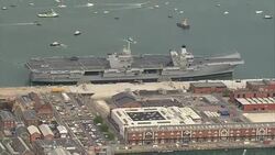 HMS Queen Elizabeth in Portsmouth Aerials News Clip