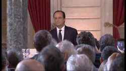France - Hollande threatens legal action over magazine report alleging affair with actress / President Francois Hollande says he is going through painful moments" in his personal life / France's first lady is scheduled to travel to India on a humanitarian trip / French news agency reports Hollande says he has ended relationship with first lady" News Clip