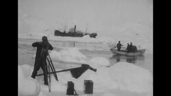 Pathe cameramen shoot film of Byrd expedition from ice floes in Norwegian harbor News Clip