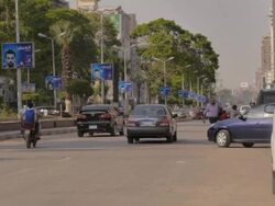 Traffic in centre of Cairo and election posters News Clip