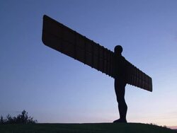 Angel of the North at dusk Stock Footage