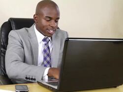 Angry businessman working in office Stock Footage