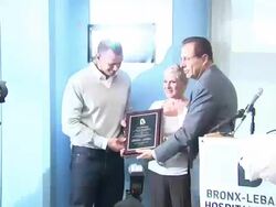 Alex Rodriguez, Shirley Rodriguez-Remeneski, Miguel A. Fuentes Jr. at the Bronx-Lebanon Hospital Center Dedication Ceremony to Alex Rodriguez Stock Footage