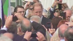 Prince William talk to School children with flags at Magna Carta anniversary event News Clip