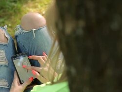 Girl with smart phone Stock Footage
