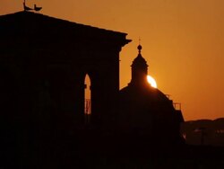 Rome from Capitol Hill at sunset Stock Footage