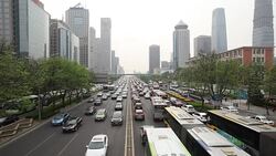 the rush hour commute in a city Stock Footage