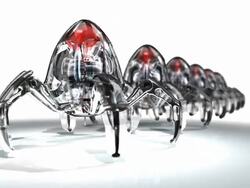 Medical nanobots marching in a rank Stock Footage