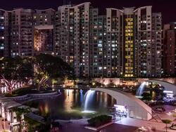 Brigade Gateway Apartment and Orion mall at night zoom out Stock Footage