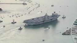 HMS Queen Elizabeth in Portsmouth Aerials News Clip