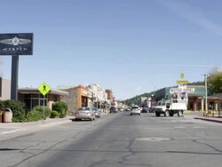 MS Shot of small town main street and Route 66 / Williams, Arizona, United States Stock Footage