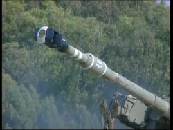 Israeli artillery grouping at the Israeli side of the border News Clip