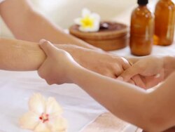 Therapeutic hand and arm massage Stock Footage