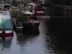 London Canal Boat Stock Footage