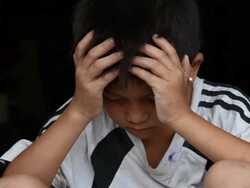 Sad Asian Boy Stock Footage