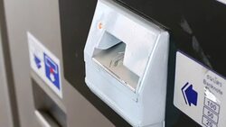 Woman buy the ticket by automatic ticket dispenser Stock Footage