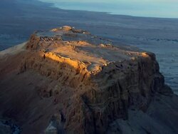 WS AERIAL View of mountain near dead sea / Masada, Sourn Judea Desert, Israel  Stock Footage