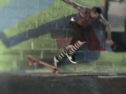 MS SLO MO Shot of skater rides away and falls on floor / Venice, California, United States Stock Footage
