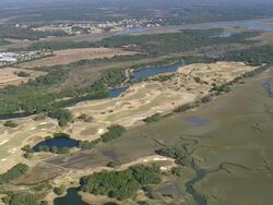 WS AERIAL Shot of golf courses at Seabrook Island / South Carolina, United States Stock Footage