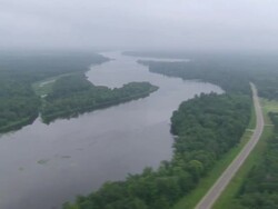 WS POV AERIAL Shot of mississippi river / Minneapolis, Minnesota, United States  Stock Footage