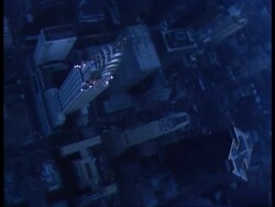 WA 360 degree aerial view of Chrysler Building and surrounding skyscrapers at dusk, New York Stock Footage